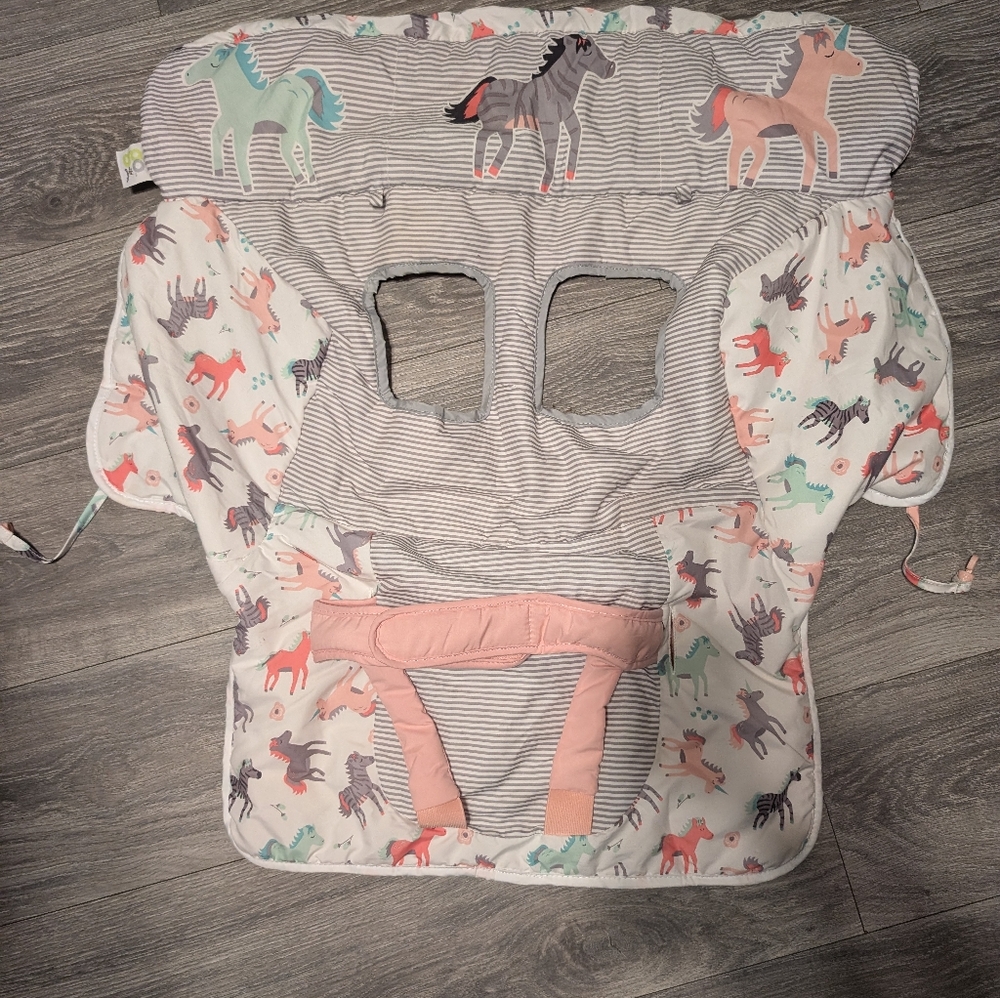Go by goldbug Shopping cart & high chair cover horses pink and gray
